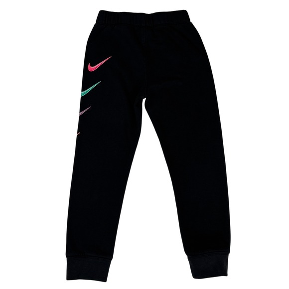 Nike Kids Black Jogger Sweatpants Multi Color Swoosh Logo Youth 5–6 Years - Picture 2 of 12